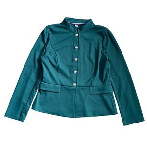 Tommy Hilfiger Forrest Green Standing Round Collar Suit Jacket Size 8 NWT